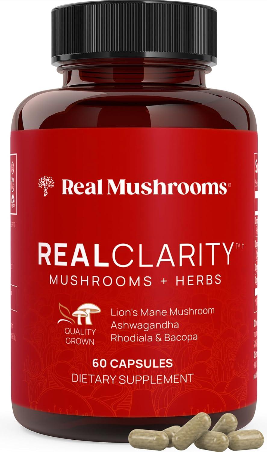 Real Mushrooms RealClarity, Mushrooms + Herbs, 60 Capsules