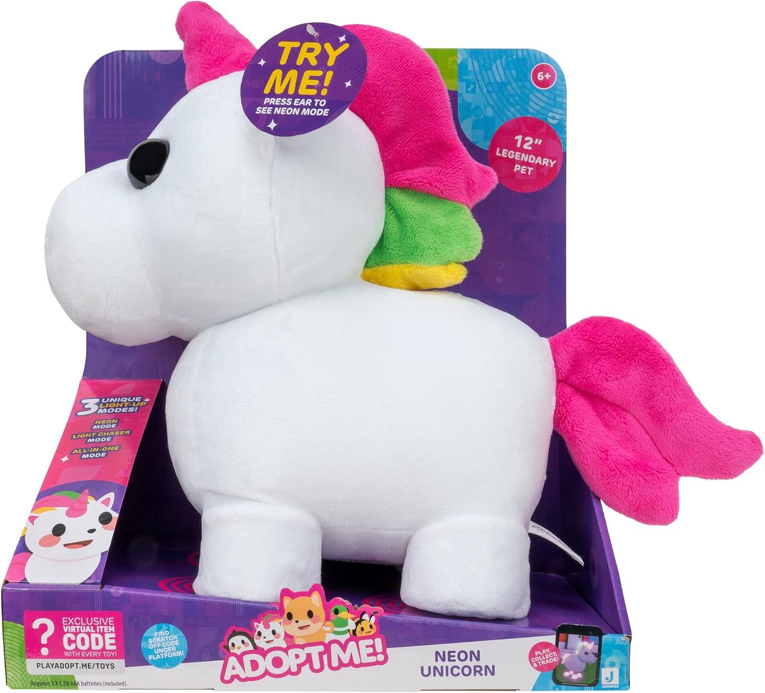 White and Pink Light-Up Plush Unicorn Toy