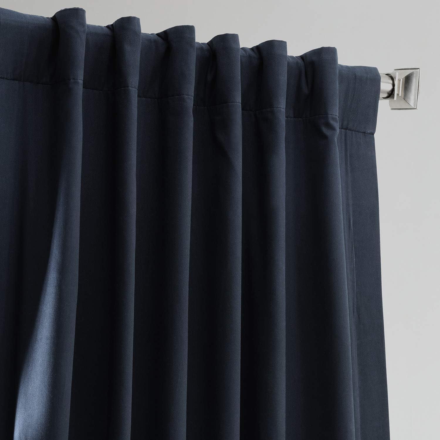 Polo Navy Solid Cotton Blackout Curtain (1 Panel), Polo Navy, 50W X 84L