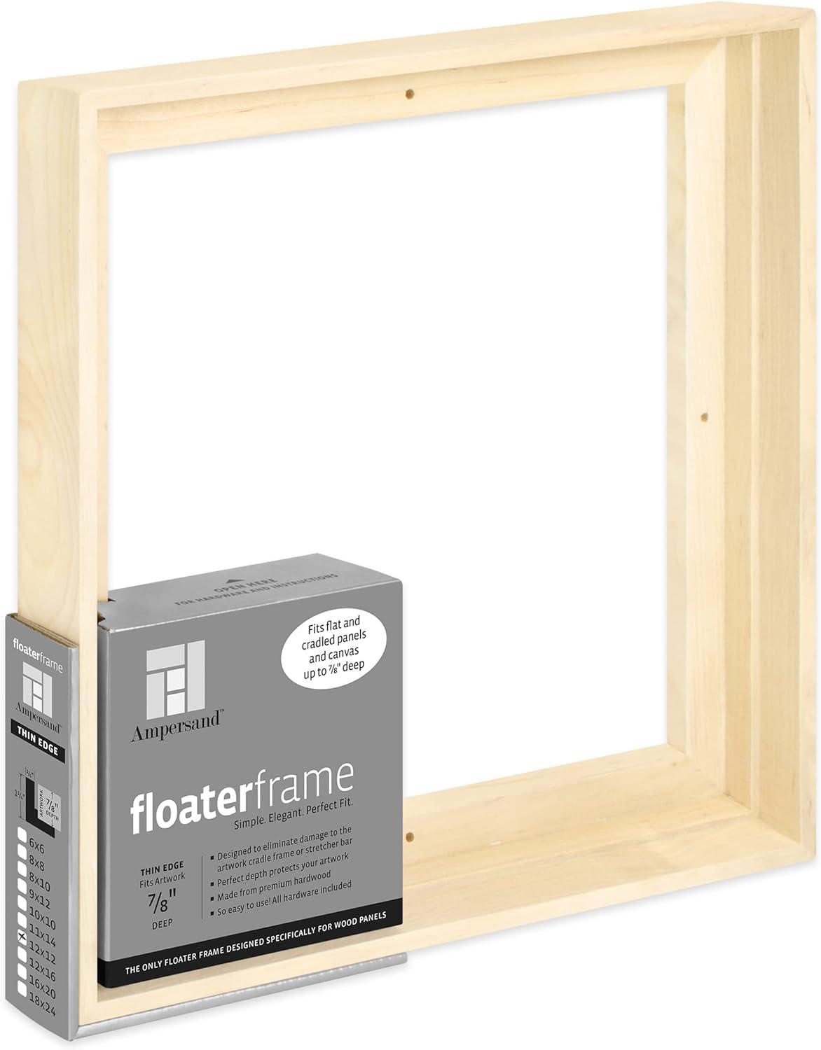 Classic White Wood Wall Floater Frame 12"x12" for Art and Photos