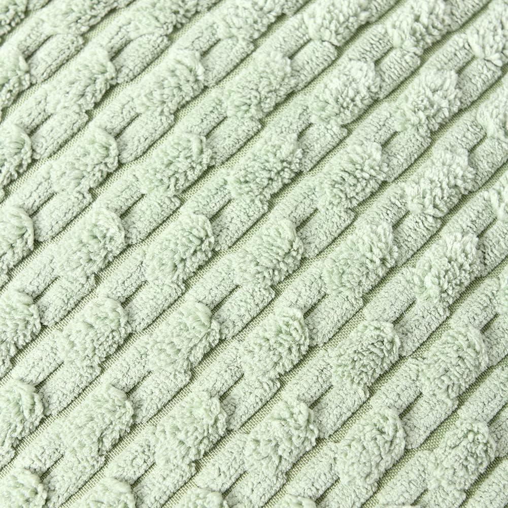 Fymlhomi 2 Packs Sage Green Decorative Throw Pillow Covers 18x18 Inch for Couch Bed Sofa, Modern Farmhouse Boho Home Decor, Soft Cute Plush Corduroy Cushion Case 45x45 CM