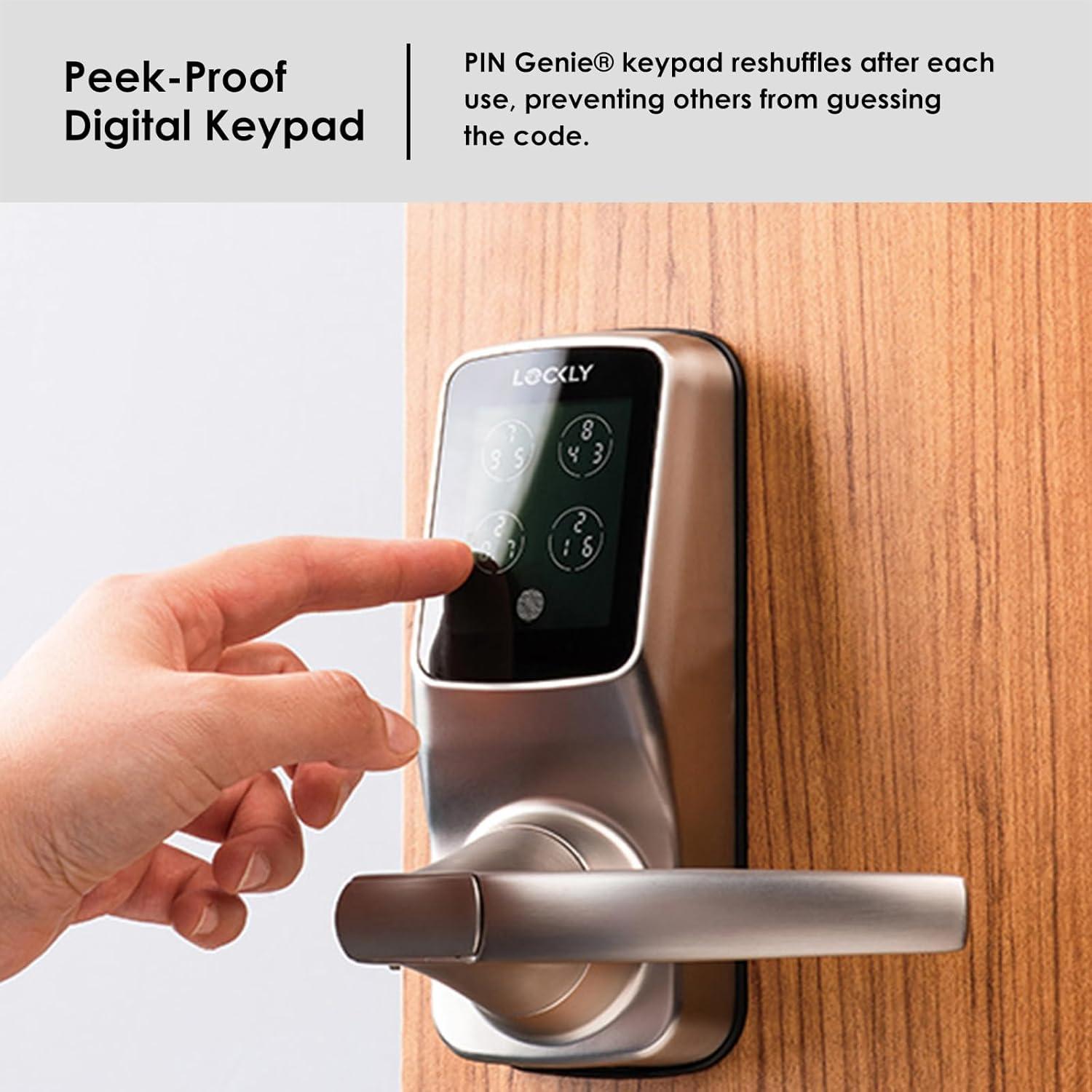 Lockly Smart Lock Model 6S, Bluetooth Smart Door Lock, Keyless Entry Door Lock, Touchscreen Keypad, App Control, eKeys and Offline Access Code, Auto Lock - Satin Nickel