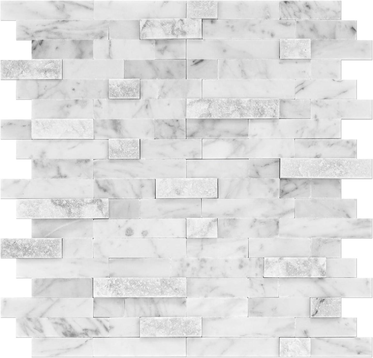 3D 11" x 12" Natural Stone Peel & Stick Mosaic Tile