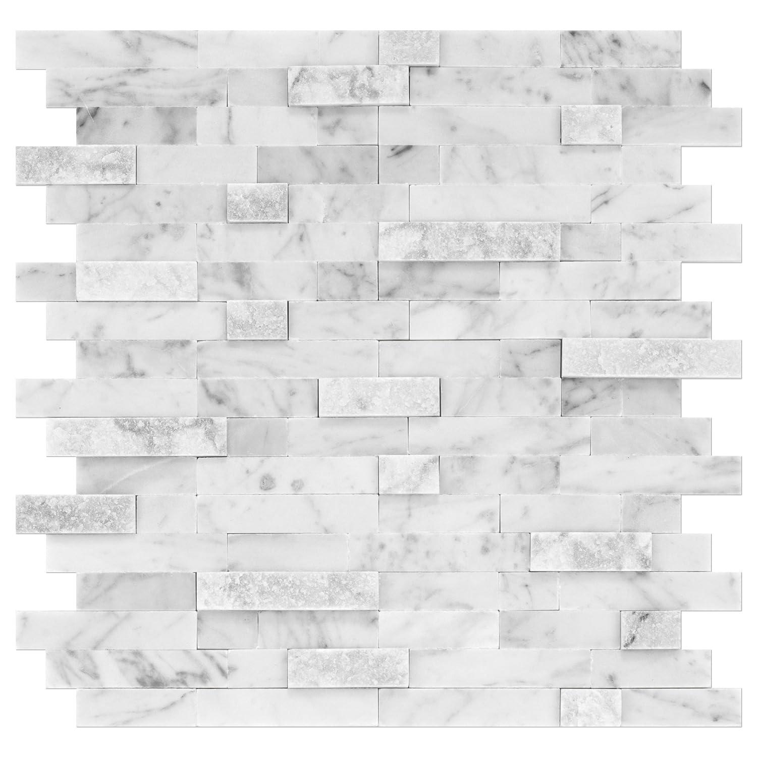 3D 11" x 12" Natural Stone Peel & Stick Mosaic Tile