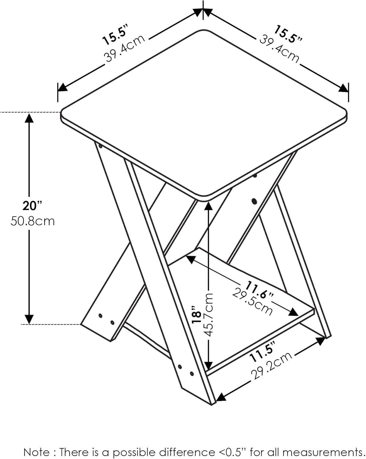 Modern Simplistic Criss-Crossed End Table, French Oak Grey & Black