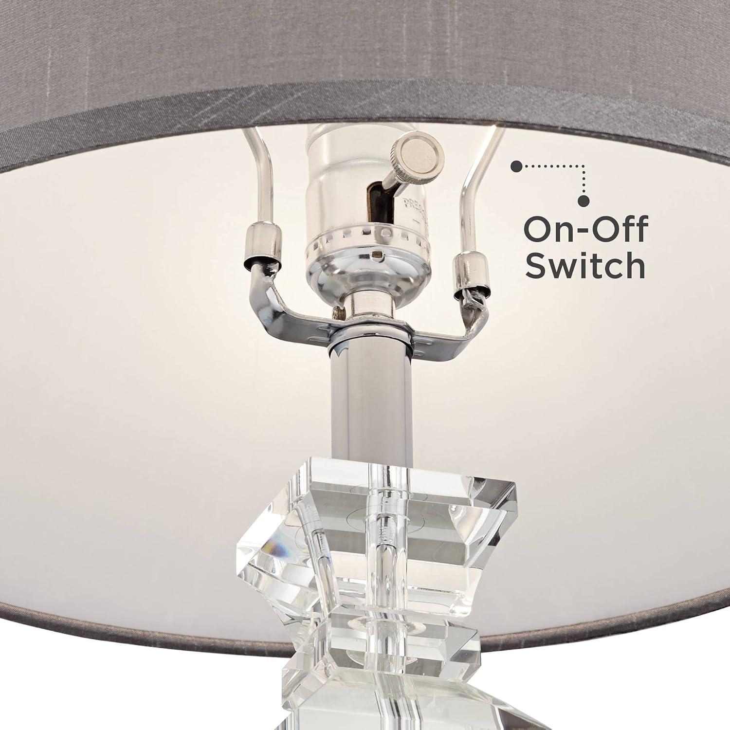 Vienna Full Spectrum Traditional Table Lamp 25" High Crystal Body Gray Tapered Drum Shade for Living Room Bedroom Bedside Nightstand Family