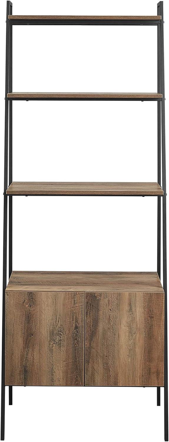 Walker Edison Urban Industrial 4-Shelf Ladder Bookcase, Reclaimed Barnwood