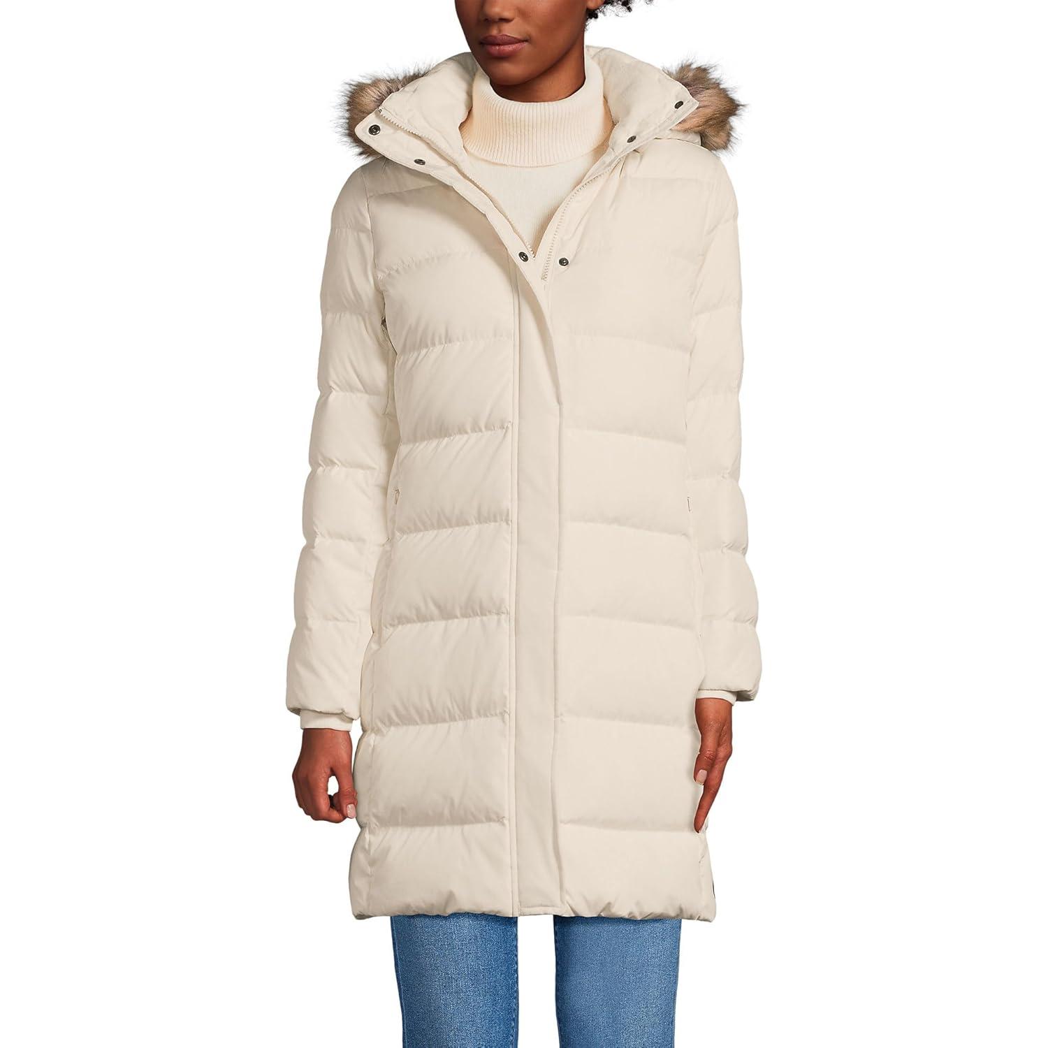Lands' End Women's Max 600 Down Puffer Coat - X Large - Ivory Pearl