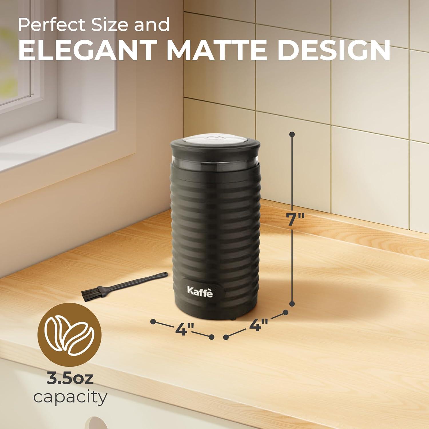 Electric Coffee Blade Grinder - Black (Cleaning Brush Included) NEW ROUND MODEL!: Kaffe, Medium to Extra Fine Grind, 3 Cup Capacity