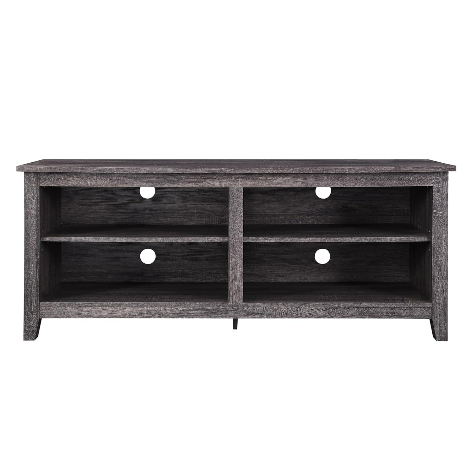 Walker Edison Open Storage TV Stand for TVs up to 65", Charcoal