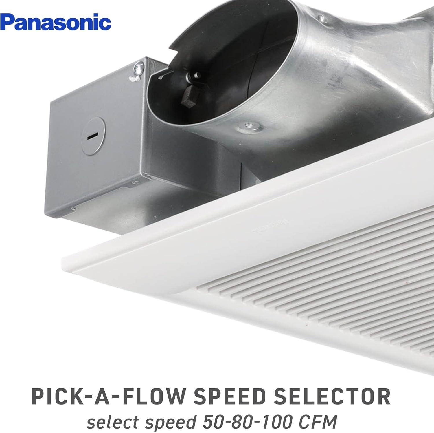 Panasonic WhisperValue Ceiling/Wall Mount Bathroom Exhaust Fan, 50-80-100 CFM, FV-0510VS1