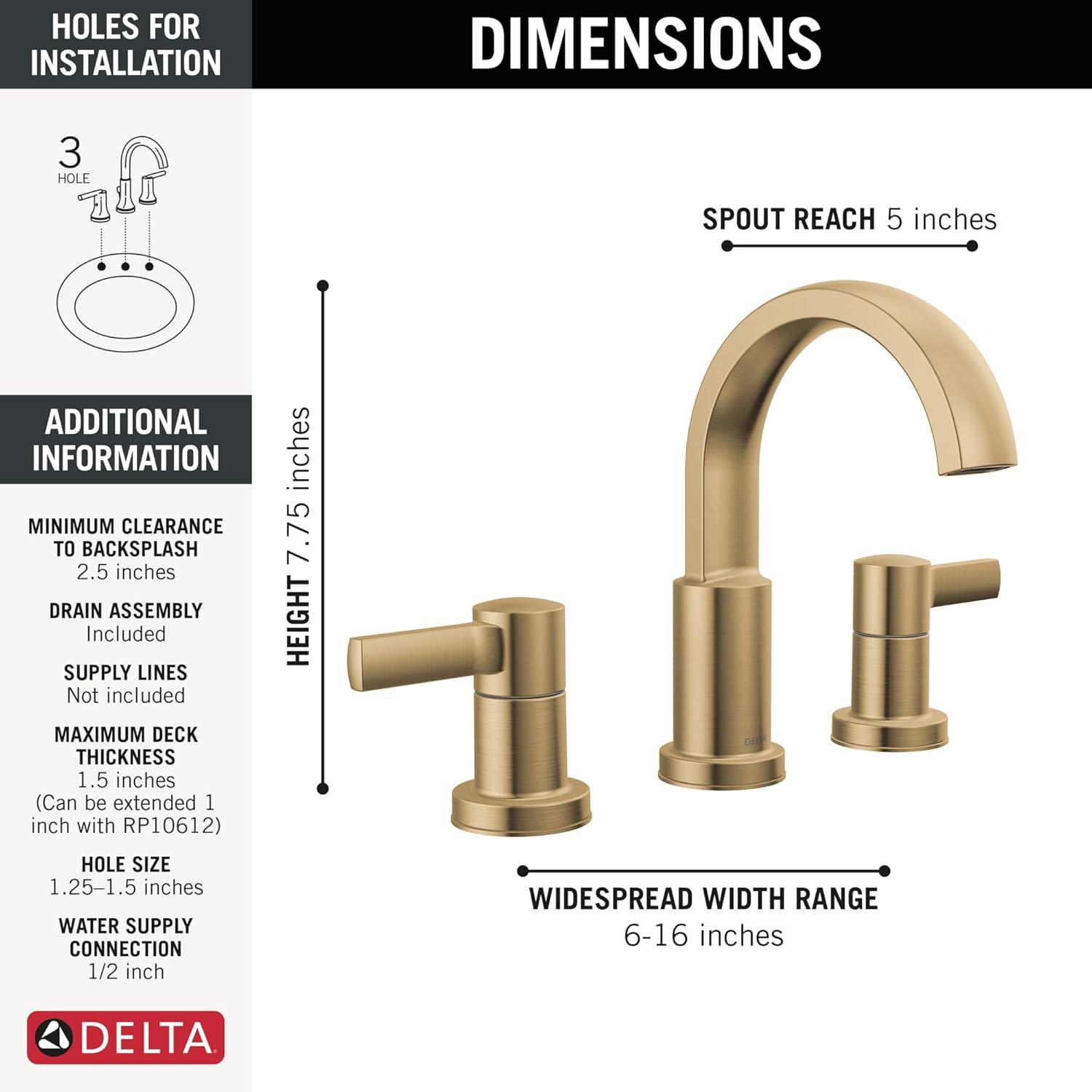 Albion Widespread Bathroom Faucet 3 Hole, 2-handle Bathroom Sink Faucet with Drain Assembly