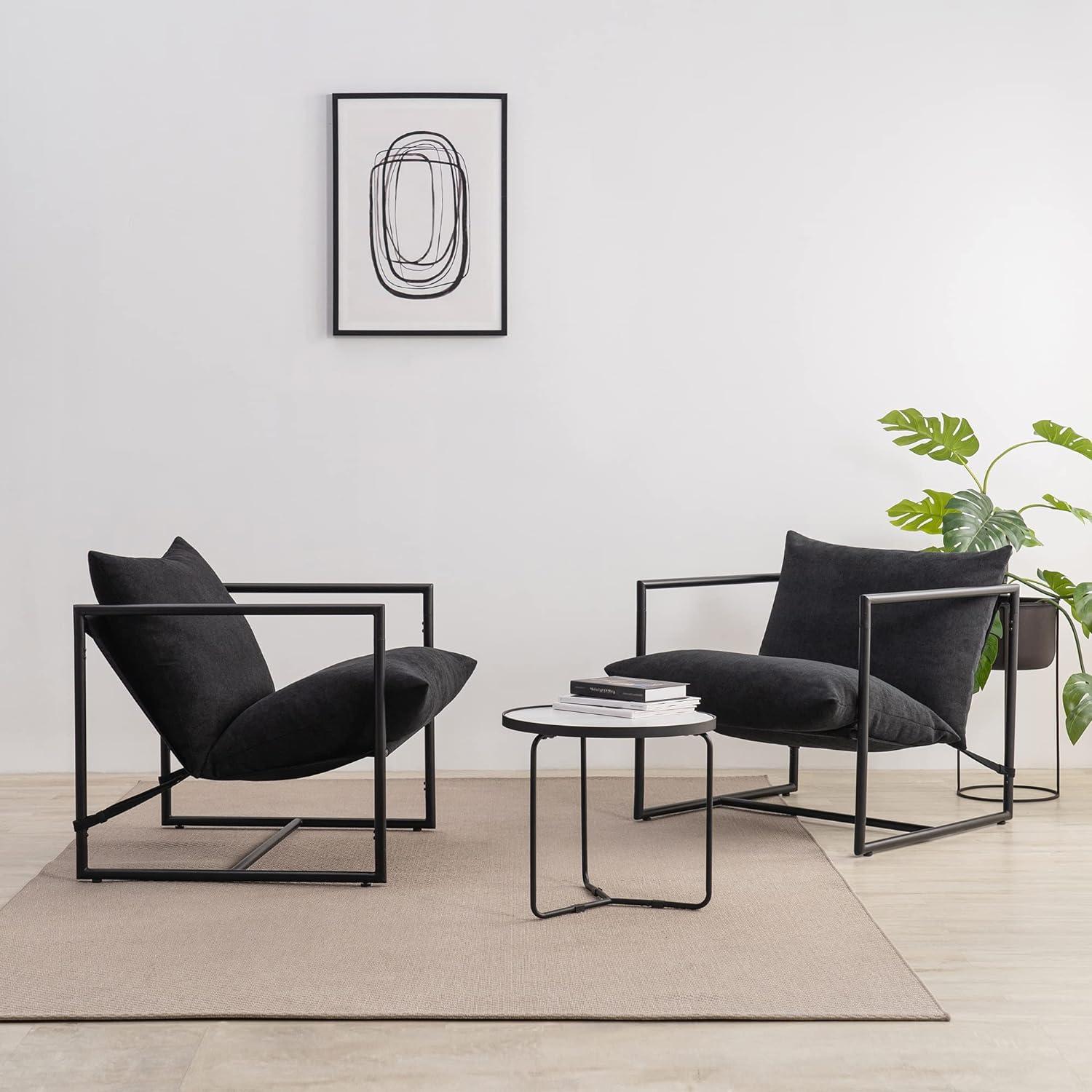 Zinus Aidan Metal Framed Sling Indoor Accent Chair, Black