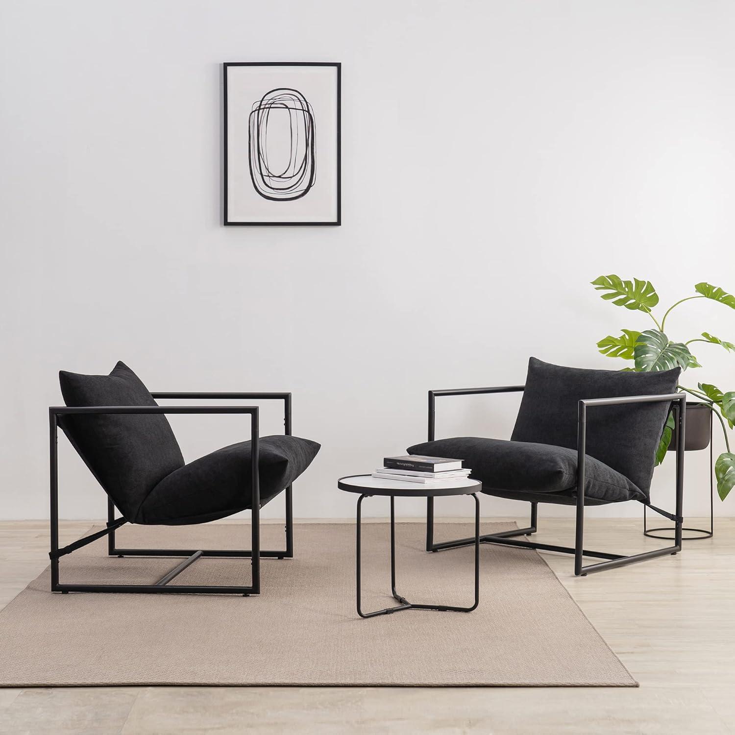 Zinus Aidan Metal Framed Sling Indoor Accent Chair, Black