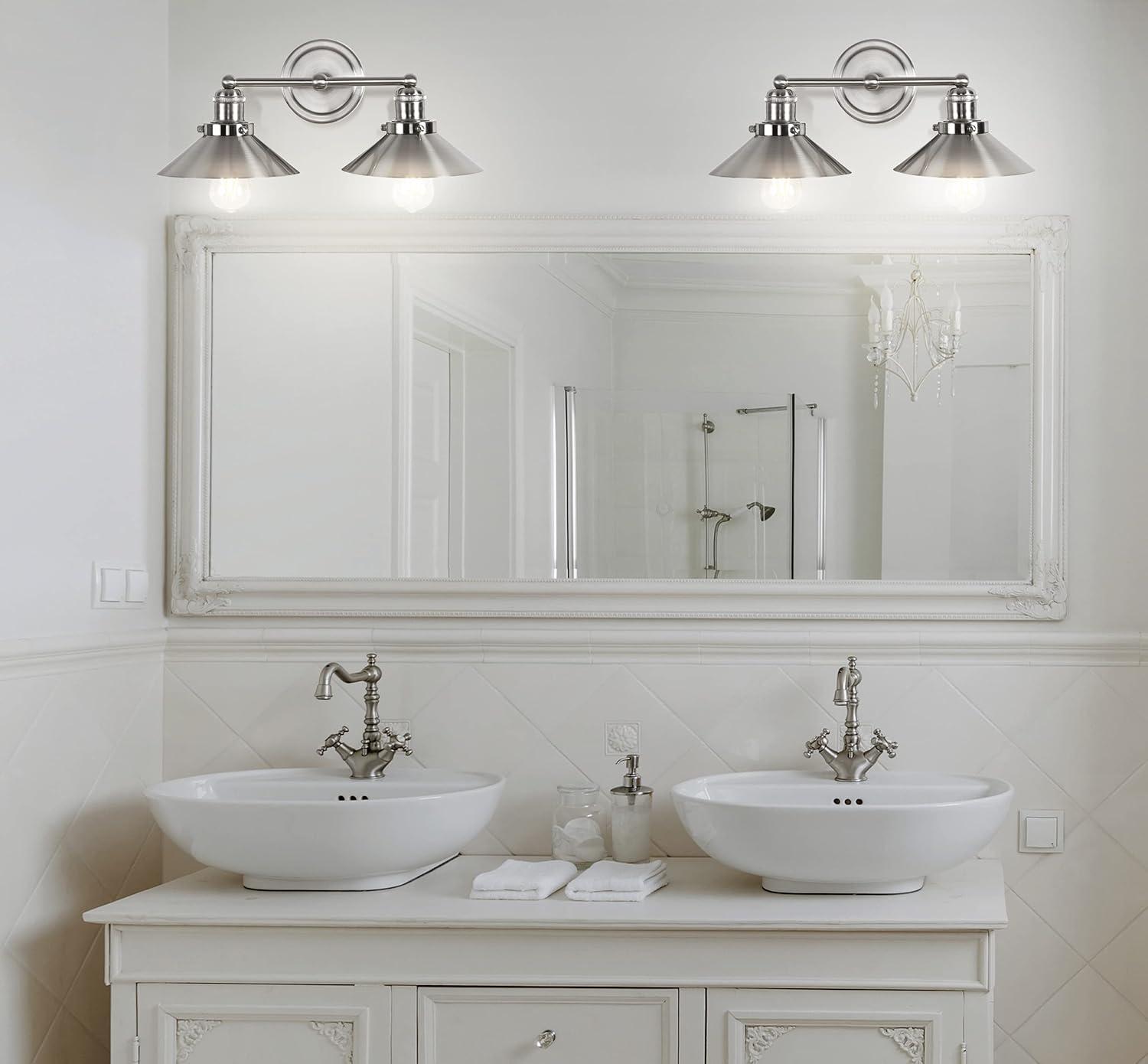 July 17.5 in. 2-Light Nickel Metal Vanity Light