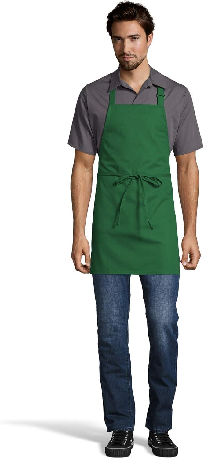 Kelly Green Adjustable Poly-Cotton Twill Bib Apron