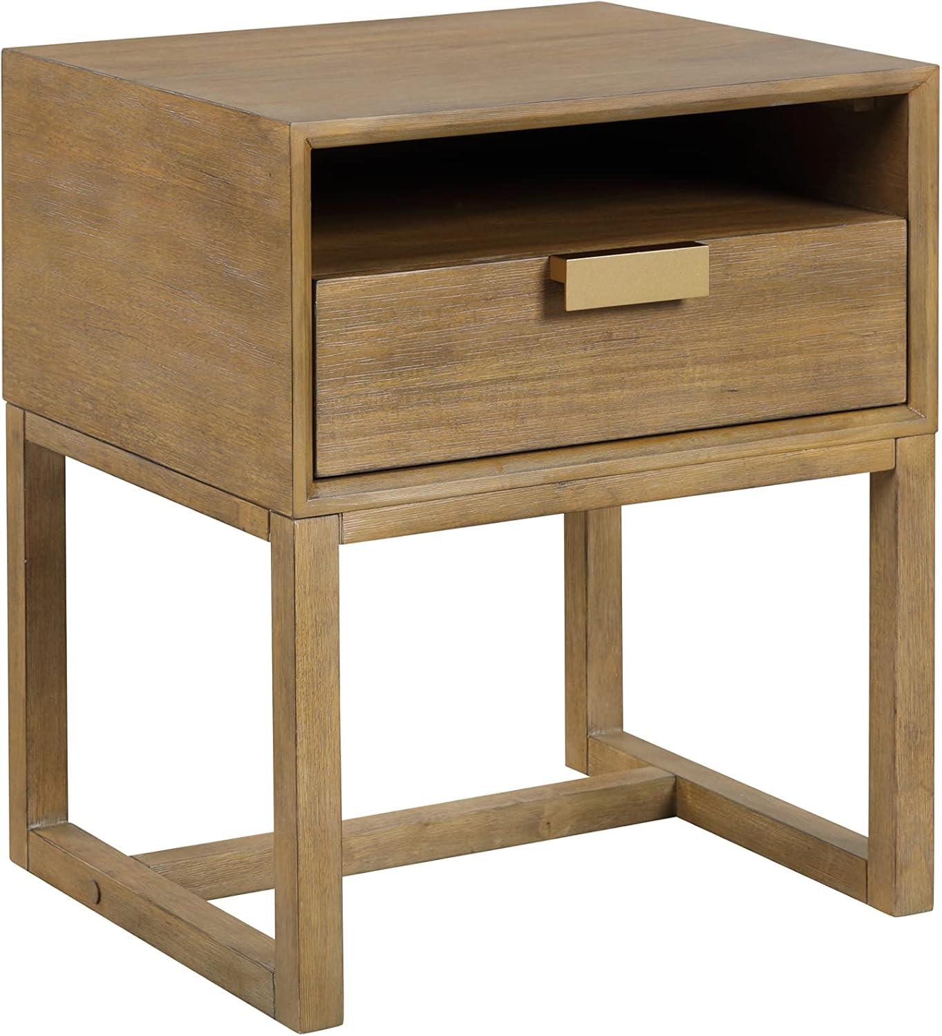 22" Luke Wood Nightstand with Open Cubby, Farmhouse Rustic Style - Nathan James