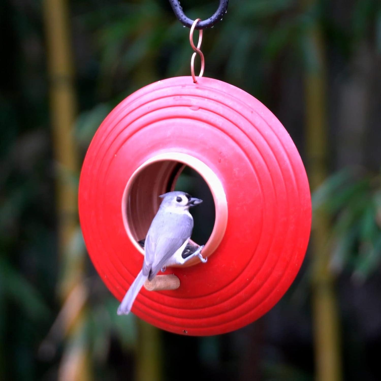 Mojave Copper and Red Hanging Fly-Thru Bird Feeder