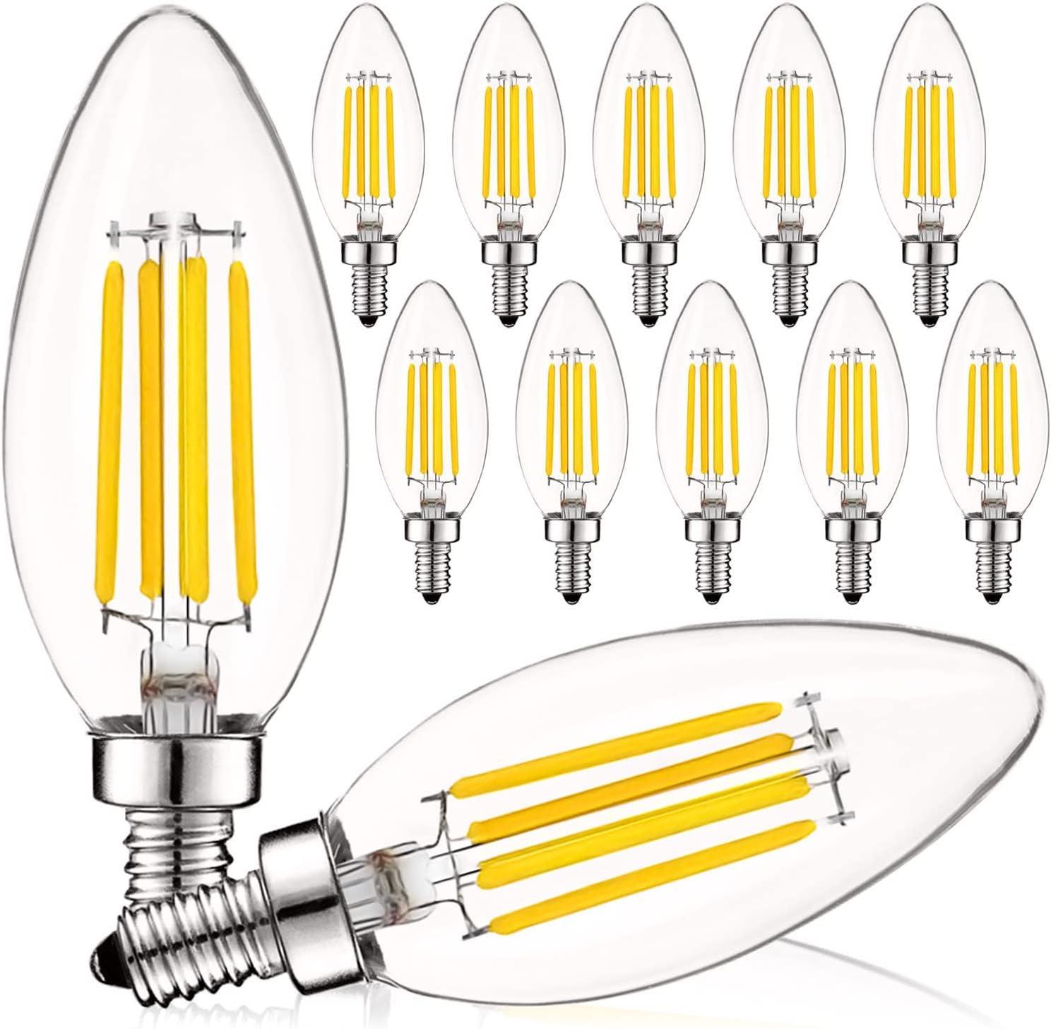 5 Watt (60 Watt Equivalent), B11 LED, Dimmable, Natural White (3500K), E12/Candelabra Base