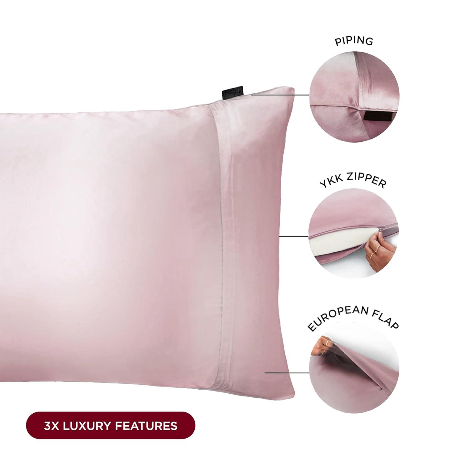 Discover Night LLC NIGHT Silk Washable Pillowcase - Luxury Mulberry Silk Pillow Covers for Skin and Hair Pink - King
