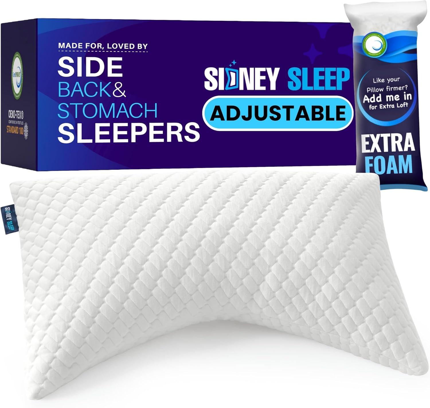 Queen White Adjustable Shredded Memory Foam Pillow