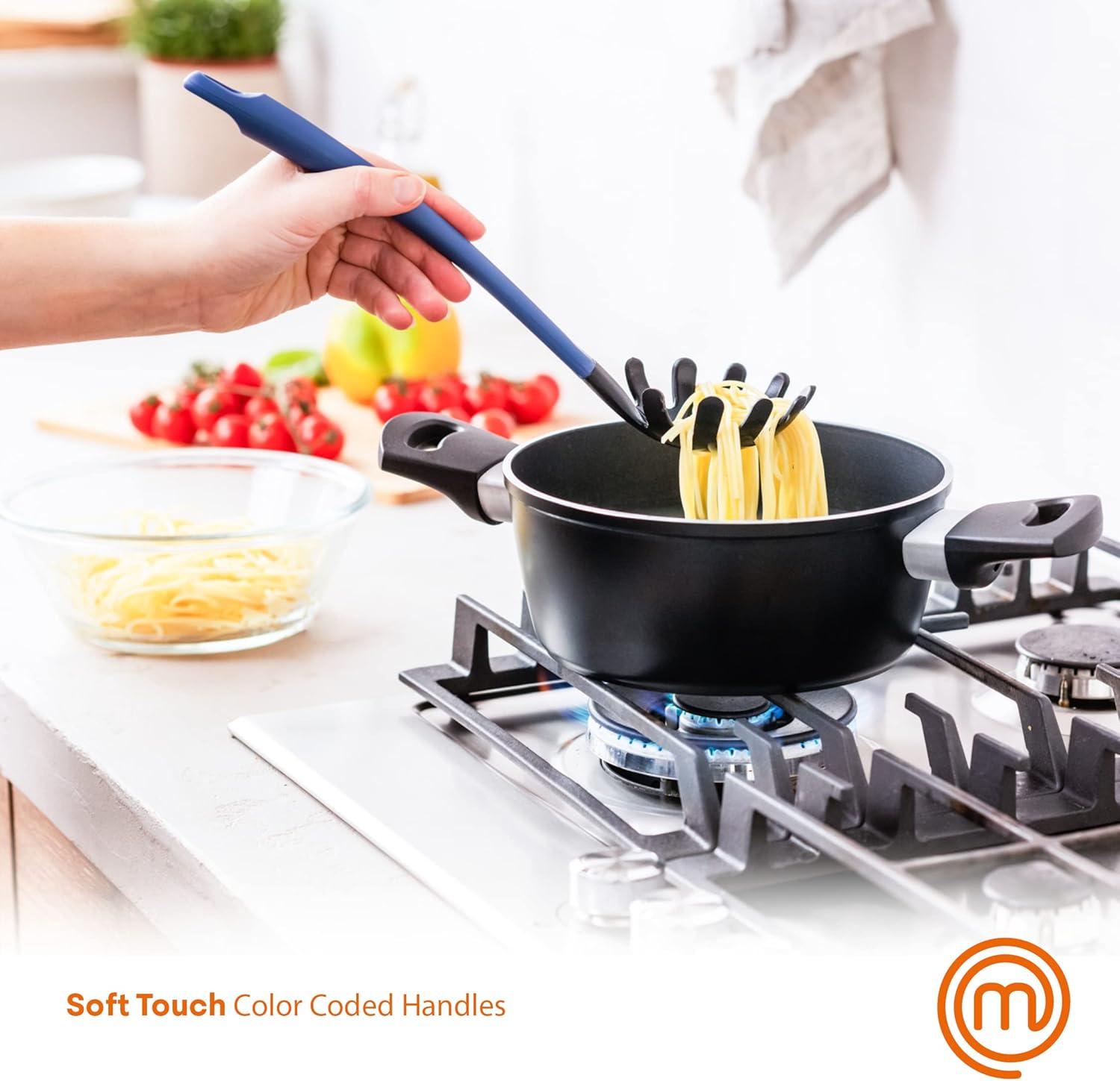 MasterChef Kitchen Utensils Set, Nylon Cooking Utensils Set of 6, Non Toxic & Non Scratch Cooking Tools for Non Stick Cookware incl. Cooking Spoons & Spatulas, Heat Resistant, 6 Piece, Colorful