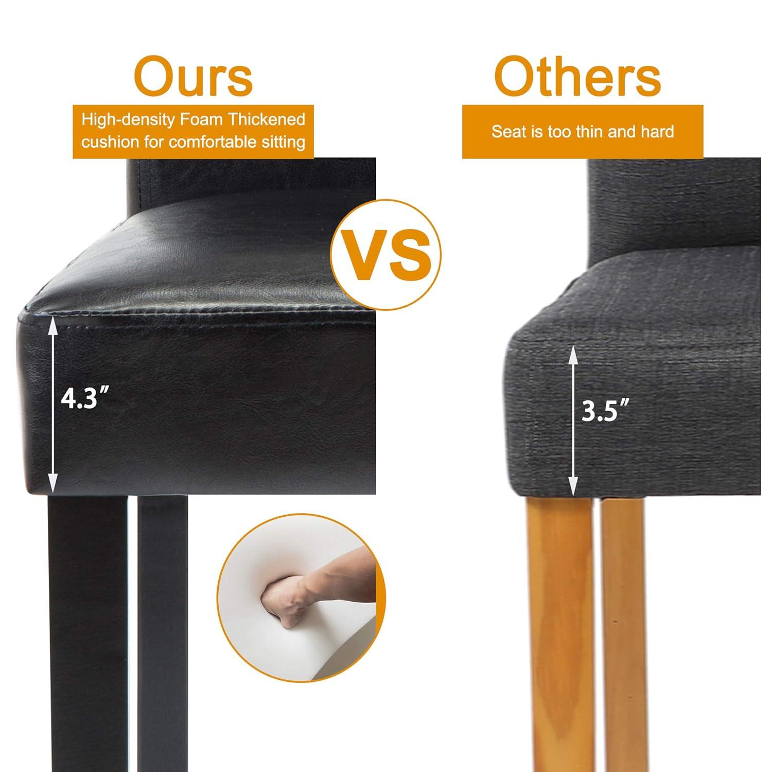 Tangkula Dining Chair Set of 4 w/ Acacia Wood Frame & Rubber Wood Legs Padded Backrest Black