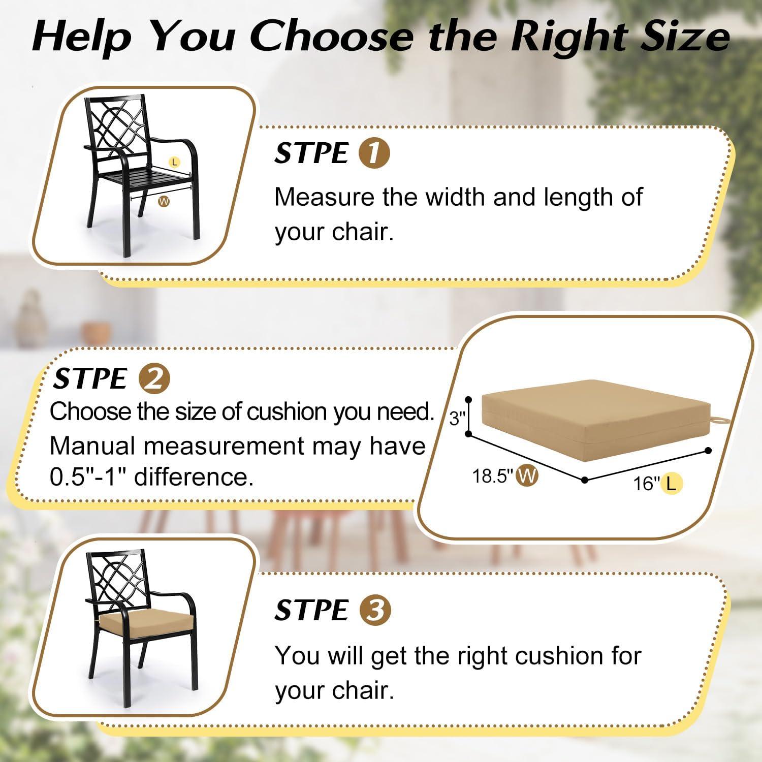 LOVTEX Outdoor Chair Cushions Set of 4, Waterproof Patio Chair Cushions with Ties, 17 x 16 x 2 inch, Floral