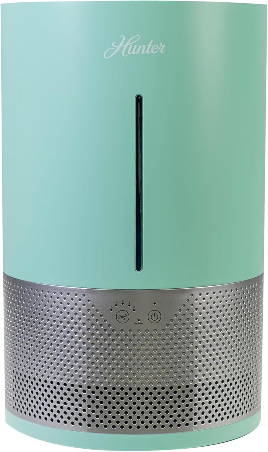 Hunter Fan Company Aspire 1.2 Gal Evaporative Humidifier with PermaWick Filter, Humidifiers for Bedroom, Humidifier Large Room. Aqua