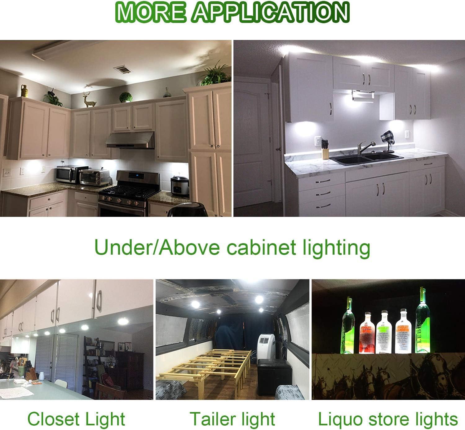 AIBOO LED Under Cabinet Lighting Black Cover Puck Lights Kit with Touch Dimmer Switch (3 Lights,Warm White)