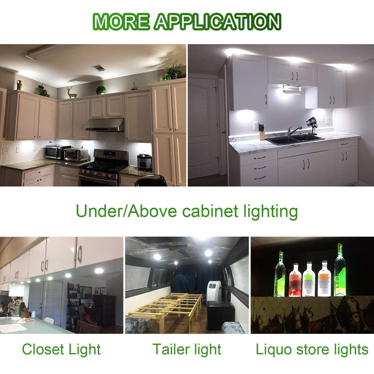 AIBOO LED Under Cabinet Lighting Black Cover Puck Lights Kit with Touch Dimmer Switch (3 Lights,Warm White)