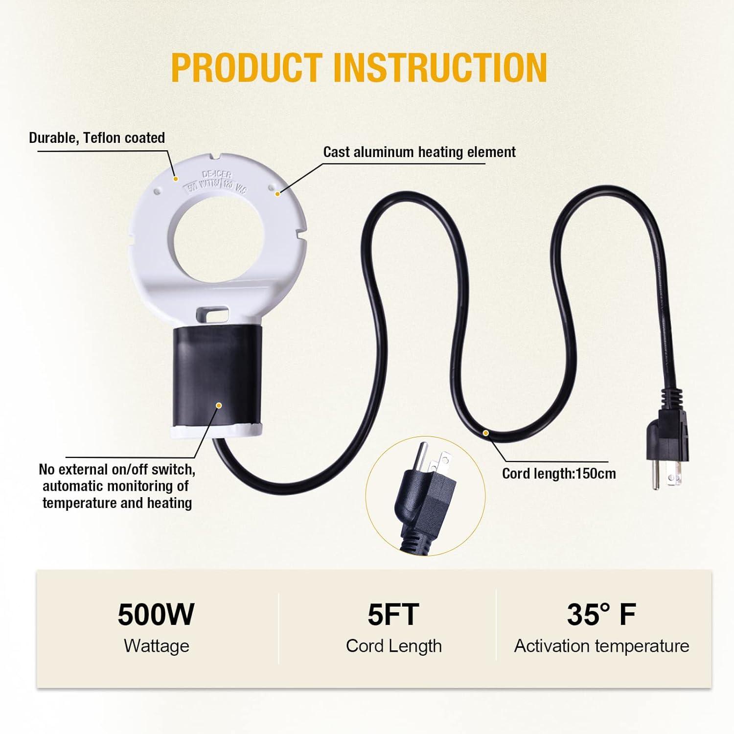 500-Watt White Cast Aluminum Submersible Livestock and Birdbath Heater