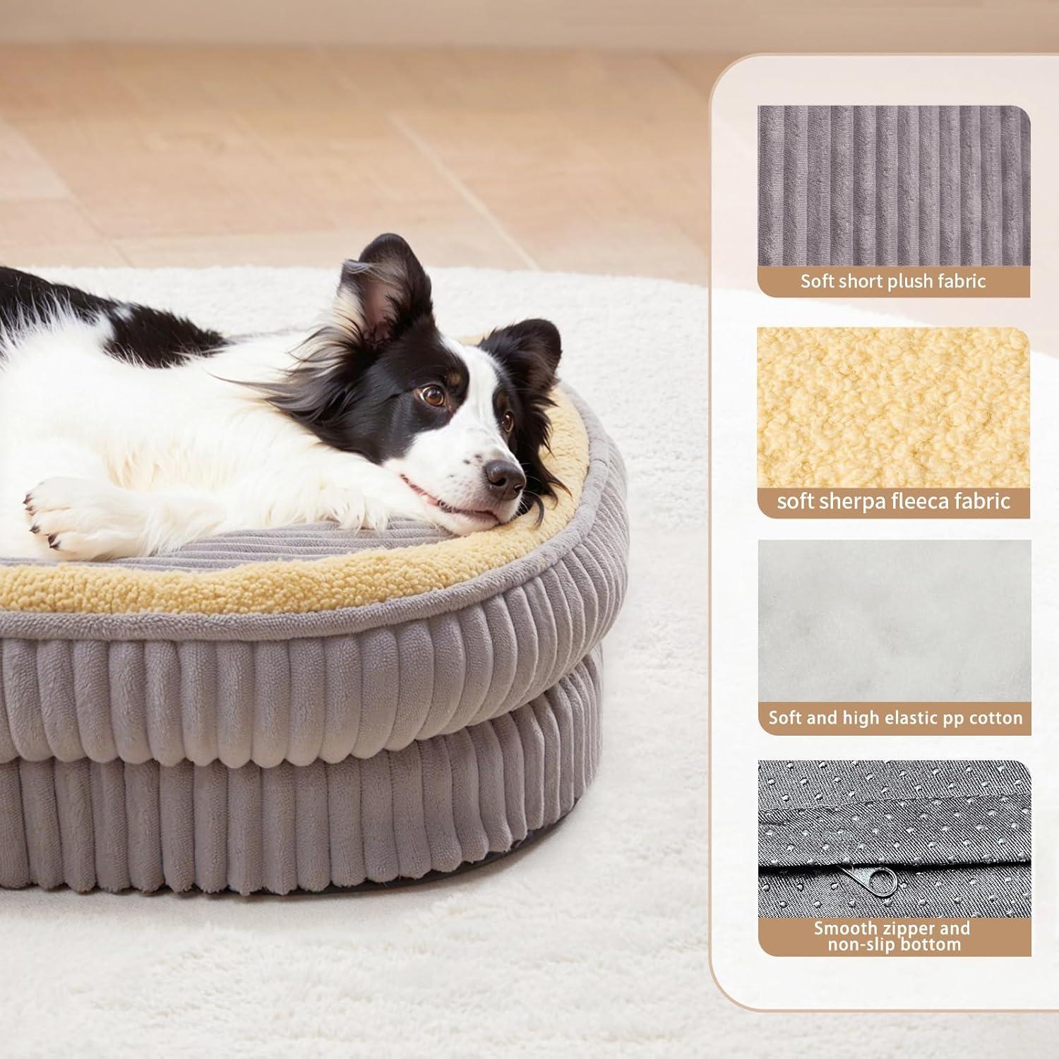 Dog Bed for Puppy, Oval Cat Beds, Pet Couch Bed with Four Sided Bolster