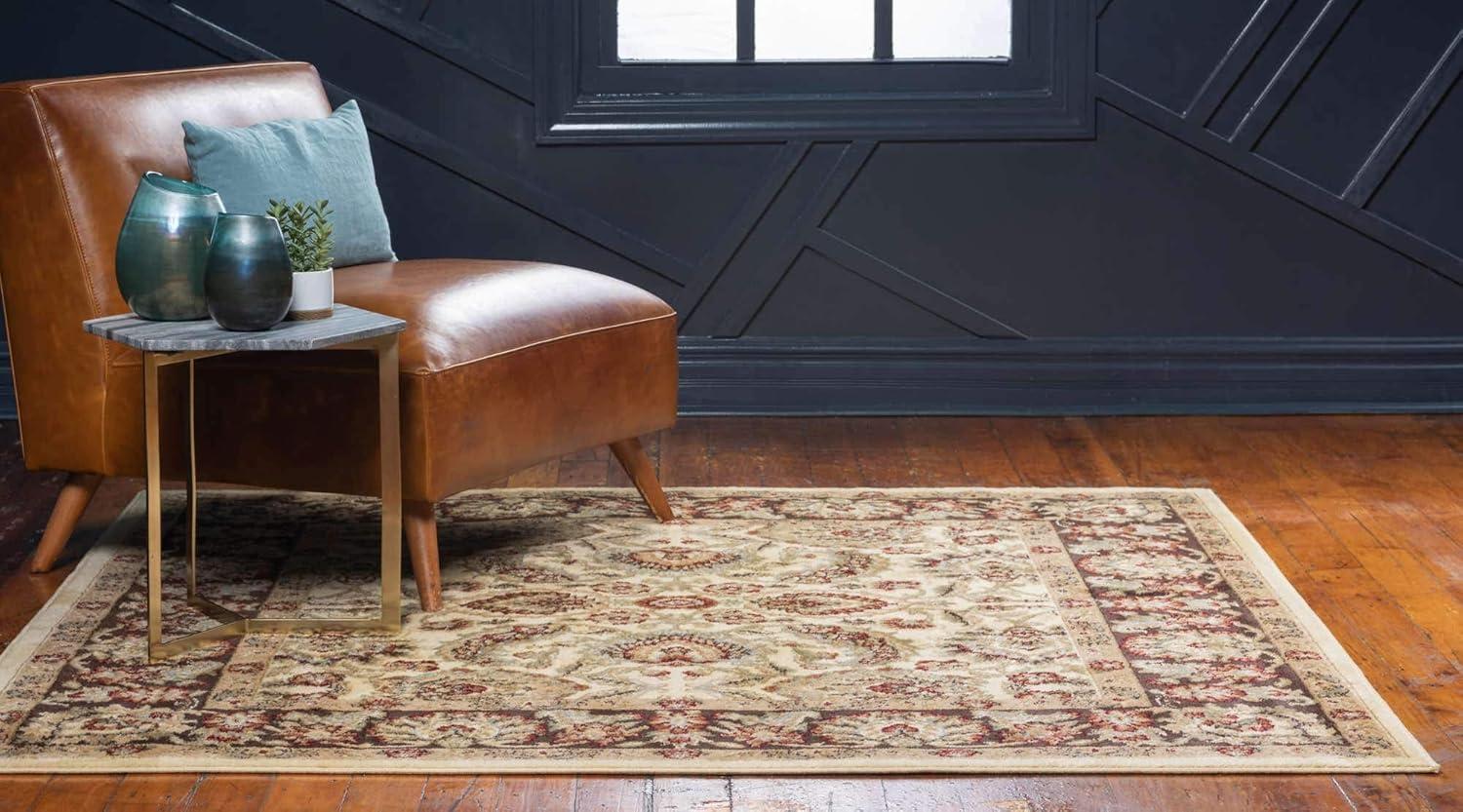 Unique Loom 6' 1 x 6' 1 Square Cream Voyage Asheville Area Rug