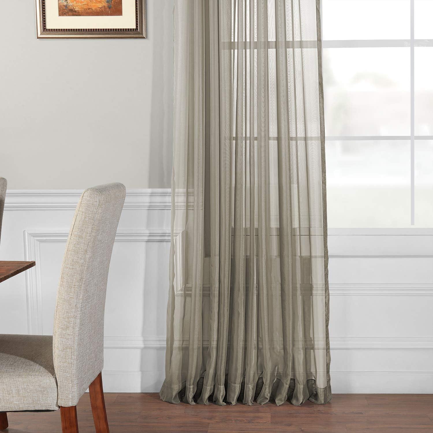 White Sheer Velvet Polyester Rod Pocket Curtain Panel