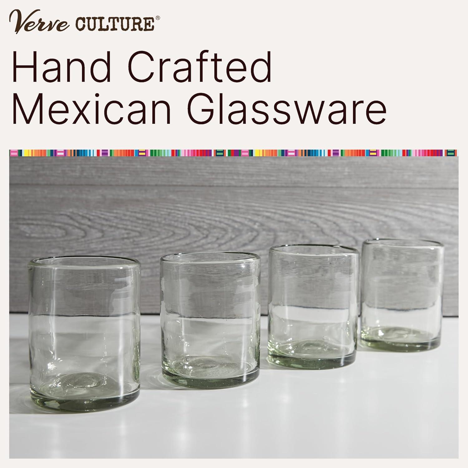 Short Clear Handblown Recycled Glass Drinking Glasses Set