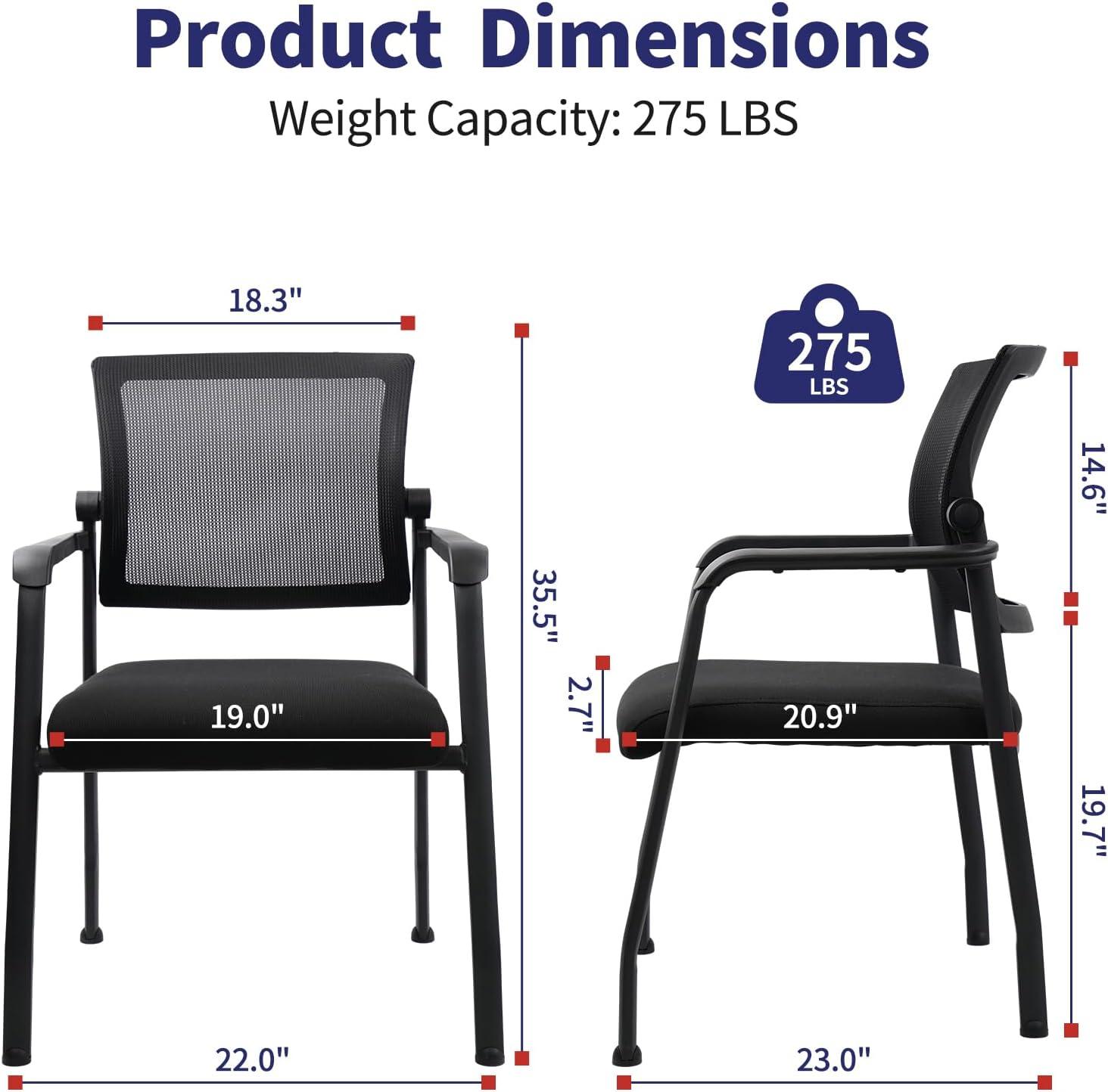 Mesh Seat Waiting Room Chair with Metal Frame (Set of 2)