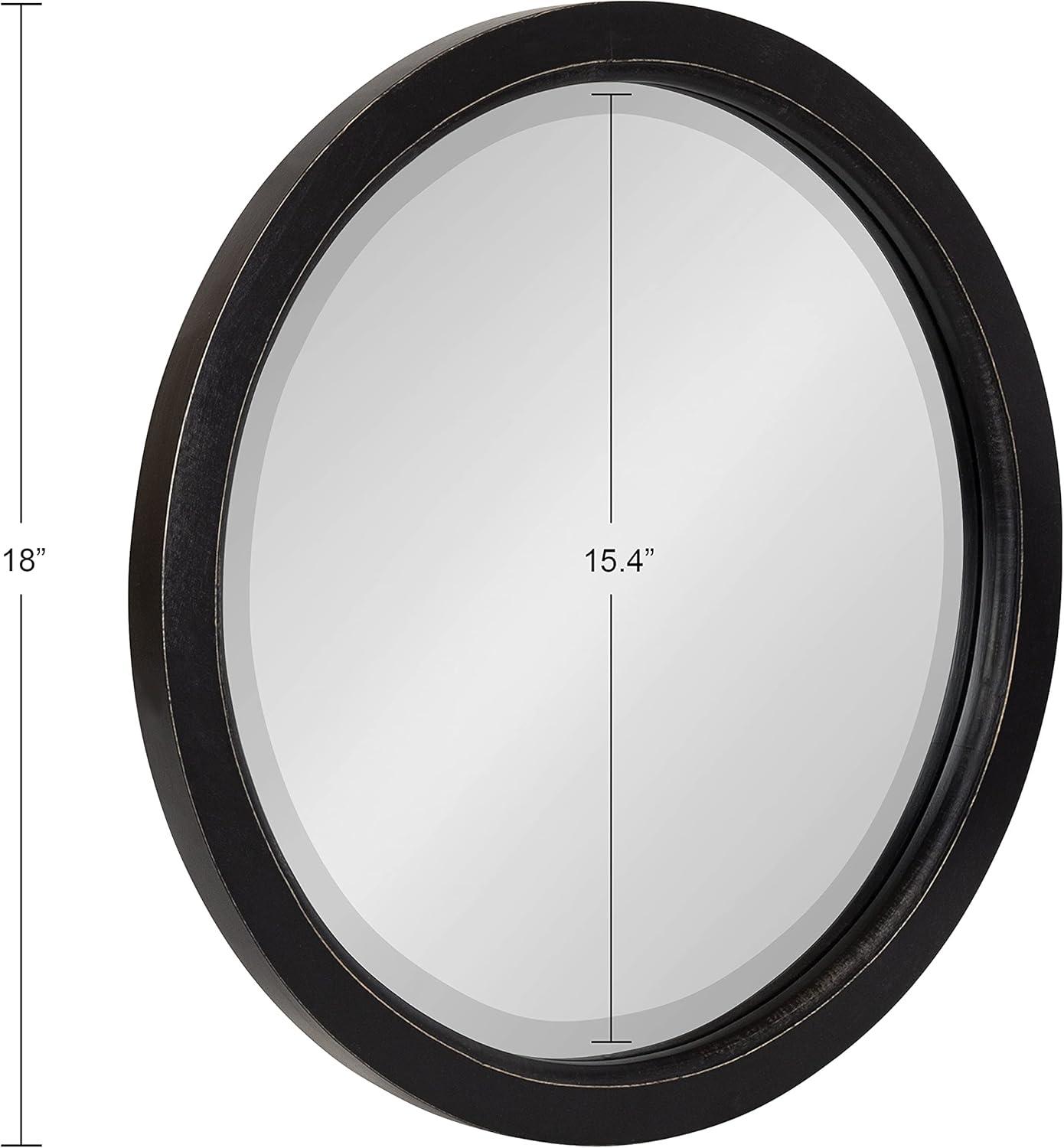 18" x 18" Hogan Round Framed Decorative Wall Mirror Black - Kate & Laurel All Things Decor: Modern Farmhouse Style, Solid Wood