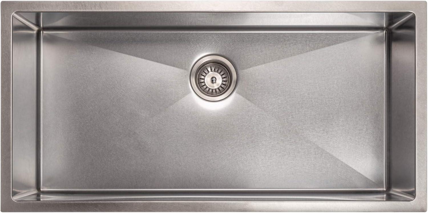 ZLINE 36 in. Meribel Undermount Single Bowl DuraSnow Stainless Steel Kitchen Sink W/ Bottom Grid (SRS-36S)