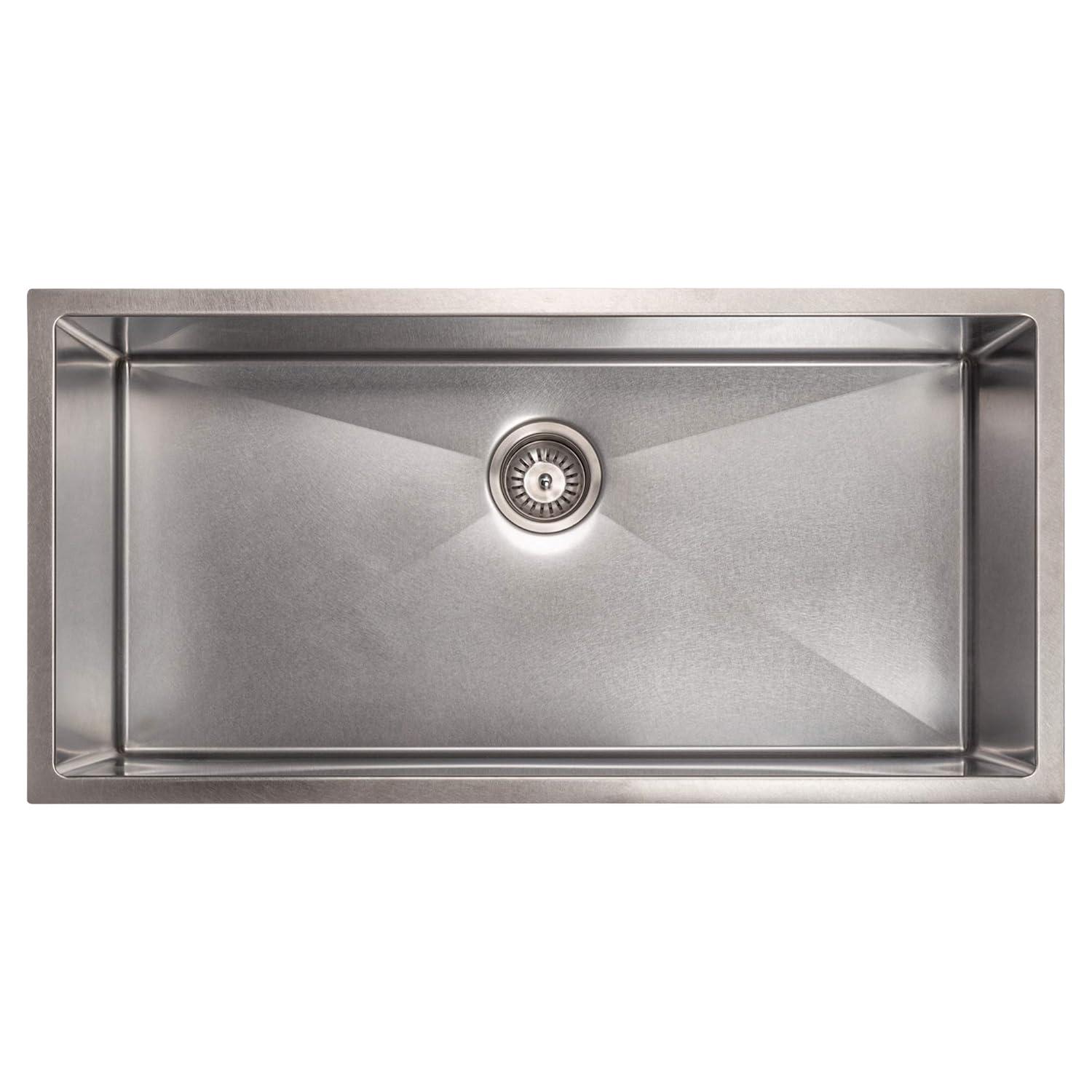 ZLINE 36 in. Meribel Undermount Single Bowl DuraSnow Stainless Steel Kitchen Sink W/ Bottom Grid (SRS-36S)