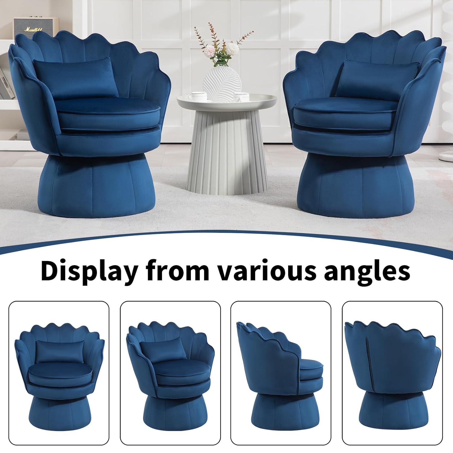 House of Hampton® Upholstered Velvet Swivel Barrel Accent Chair (Set of 2)