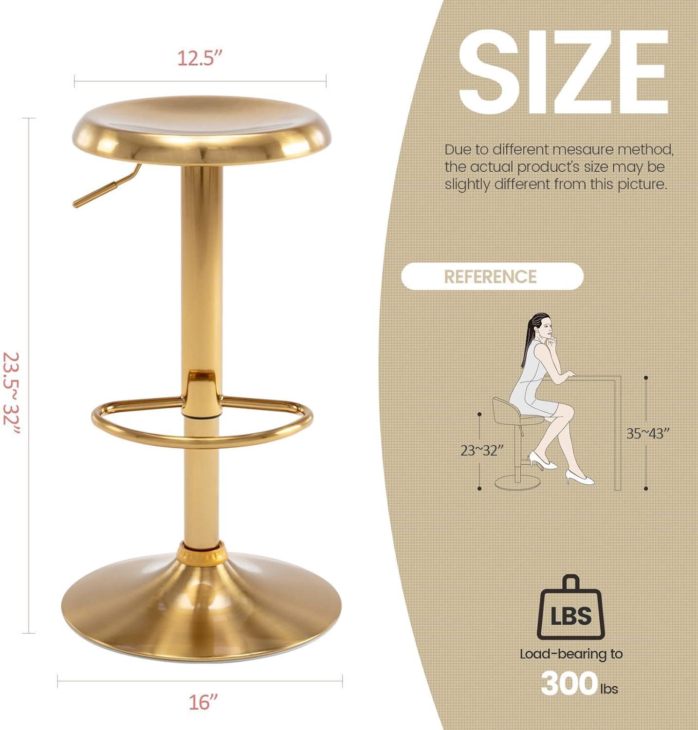 Gold Adjustable Swivel Backless Metal Bar Stool