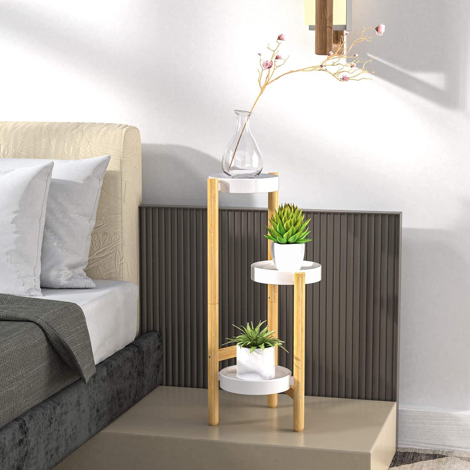 Corner Plant Stand Indoor, 3 Tier Tall Bamboo Plant Stand Holder & Plant Shelf Display Rack for Indoor Home Decor (3 Tier Stand)