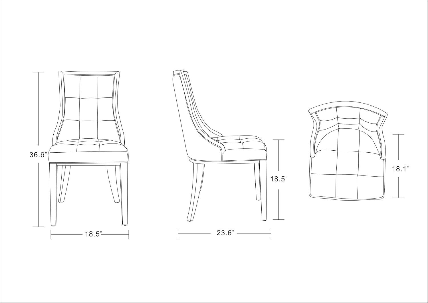 Manhattan Comfort Fifth Avenue Faux Leather Dining Chair (Set of Two) in Cream and Walnut