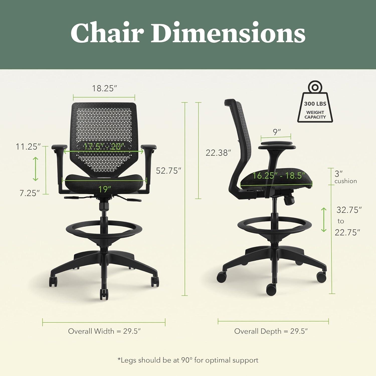 HON SVSR1ACLC10T Solve Mid-Back Task Stool with ReActiv Back