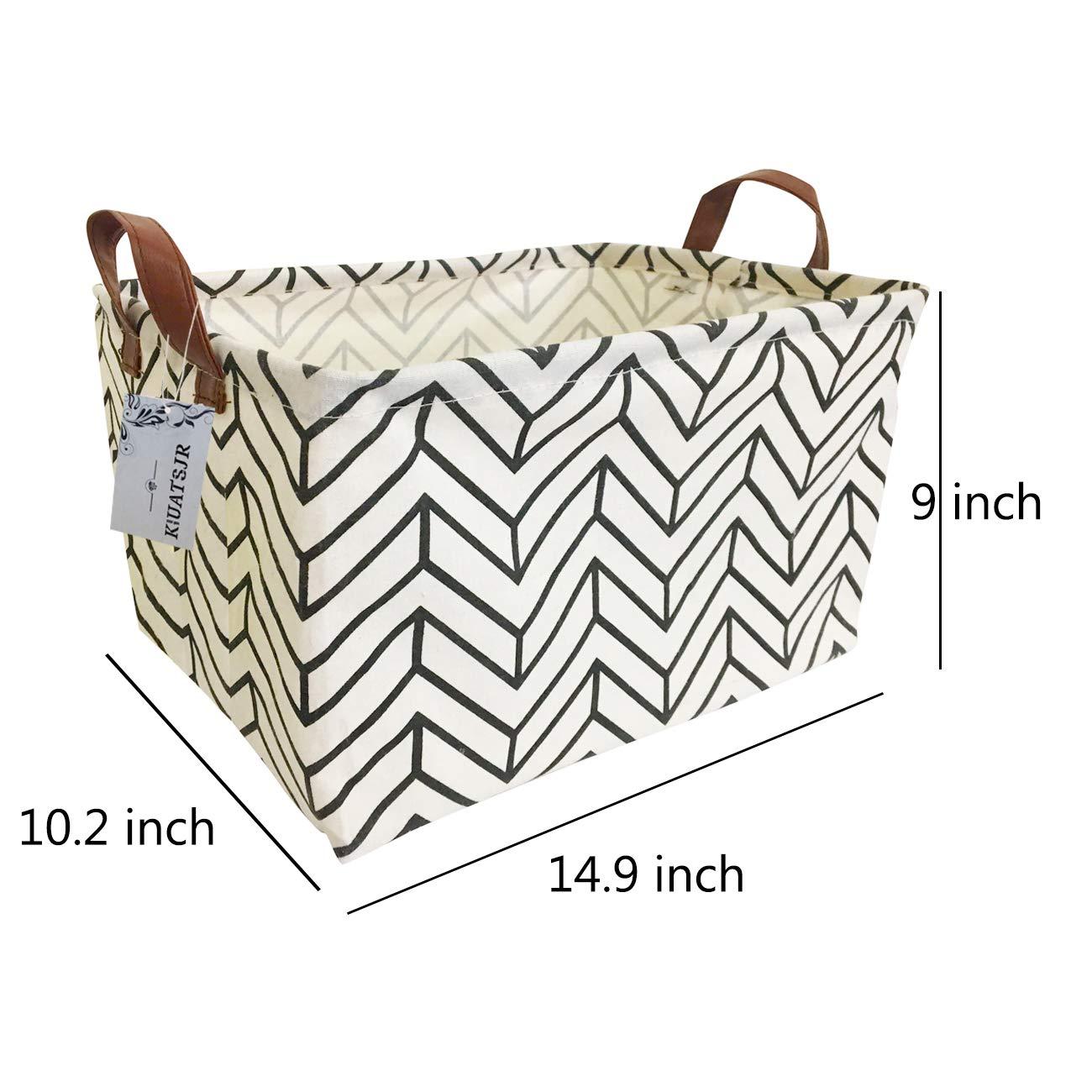 Rectangular Canvas Storage Bins,Waterproof Storage Basket,Collapsible Toy Organizer Bin with Handles for Clothes Storage, Kid's Toy & Book Storage (A Geometric)