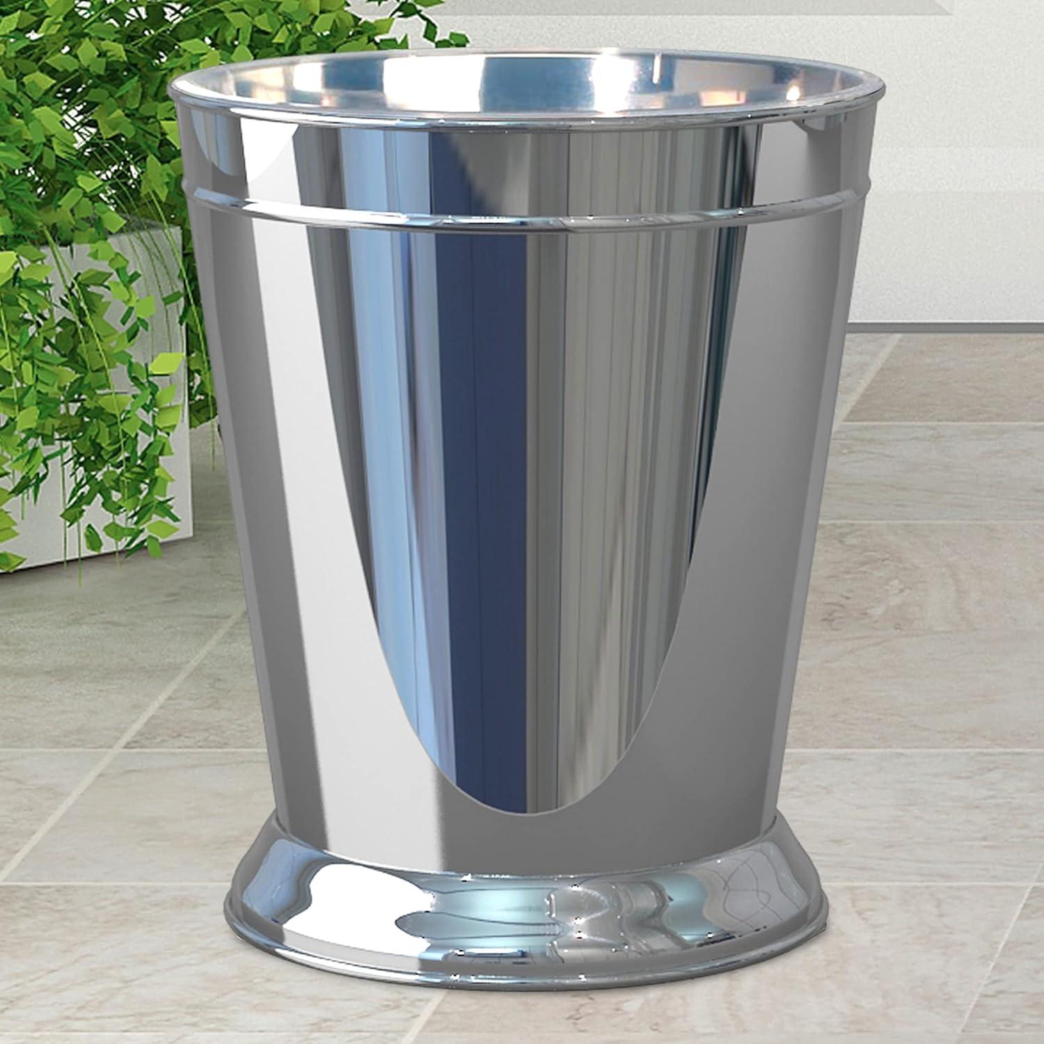 Decorative Bathroom Wastebasket Stainless Steel - Nu Steel: 11" High, 6L Capacity, Chrome Finish