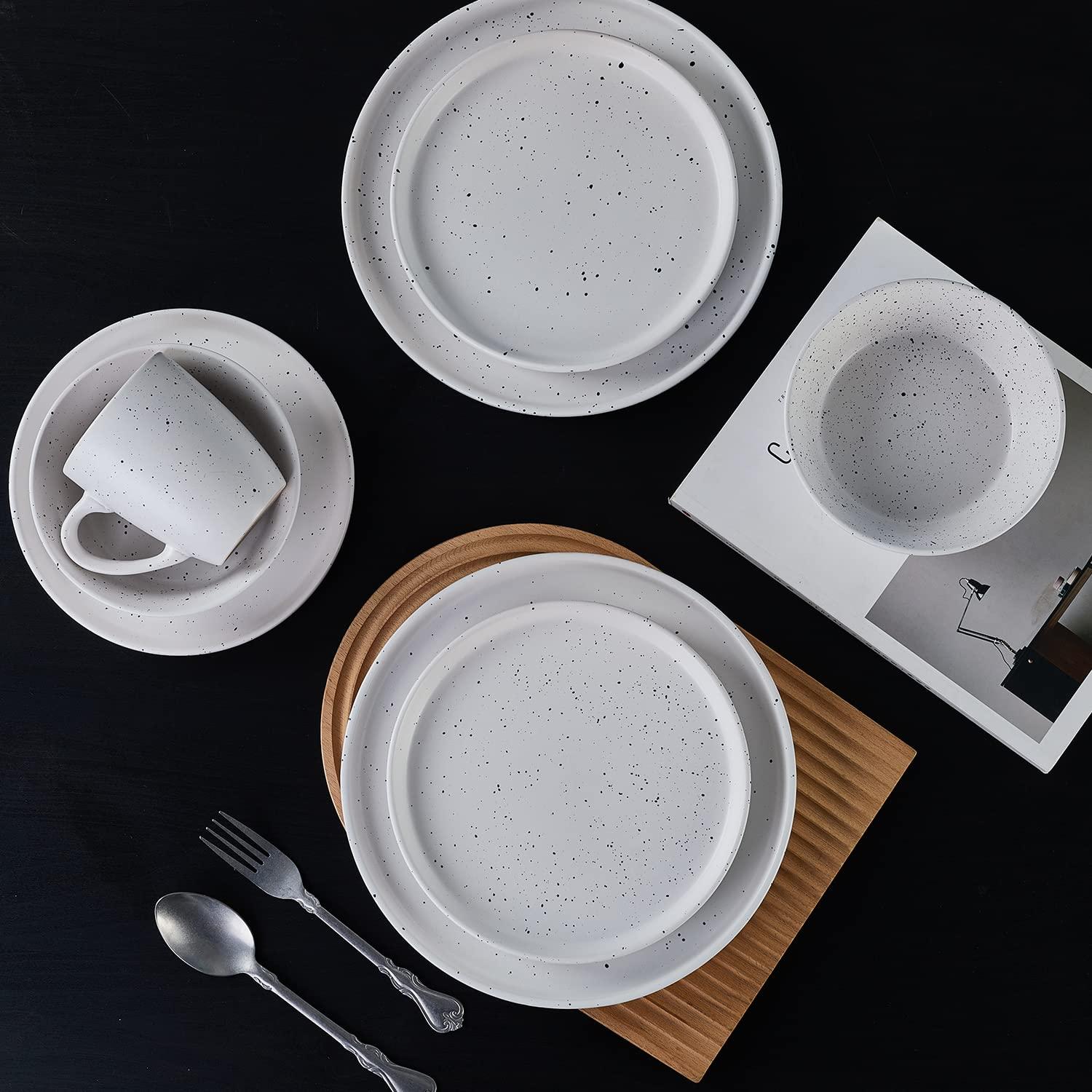Stone Lain Jade 16-Piece Stoneware Dinnerware Set, Service for 4, White