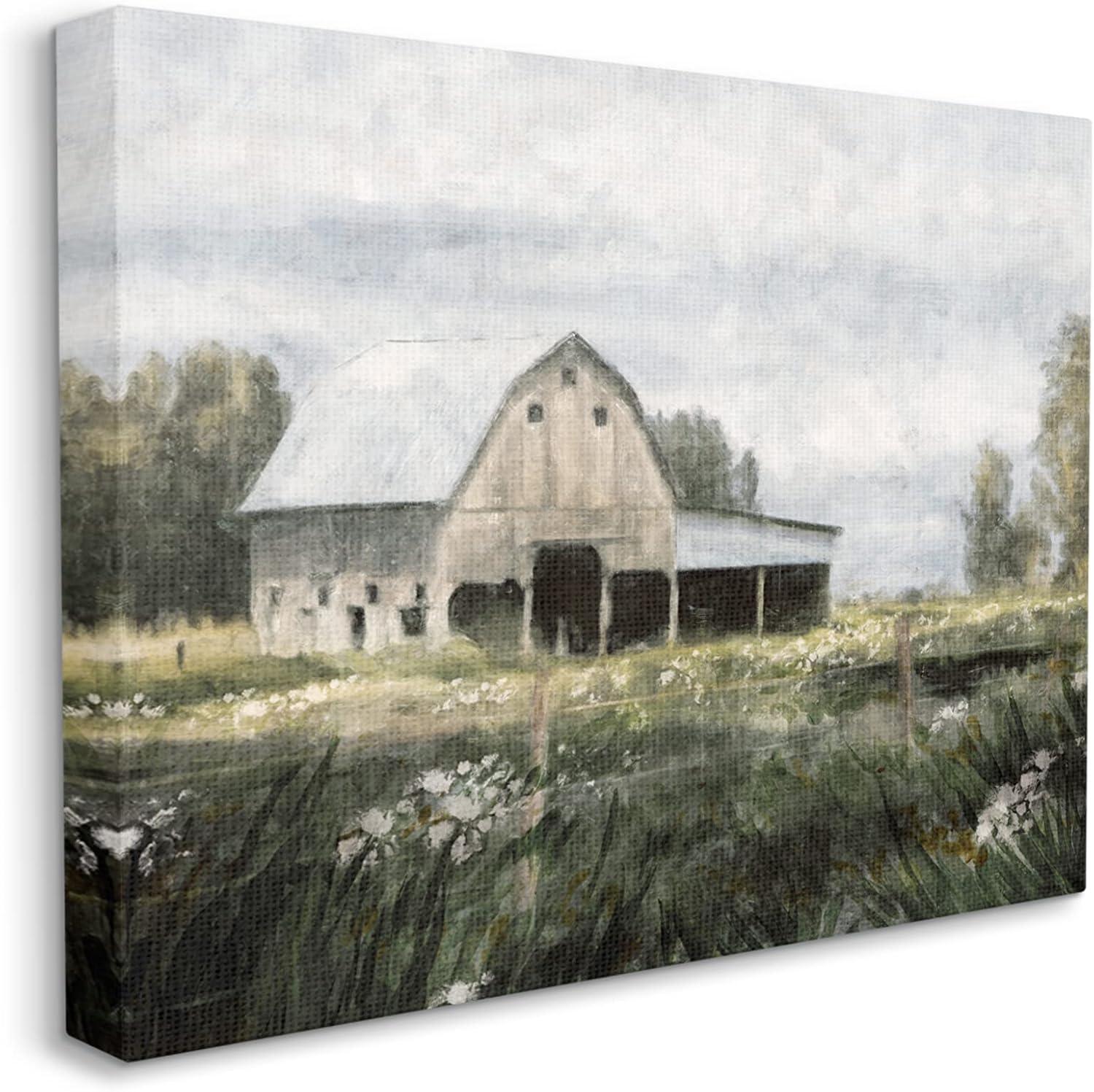 Stupell Industries Aw-141-Canvas " Country Farmhouse Barn Meadow " by Nina Blue Painting Print