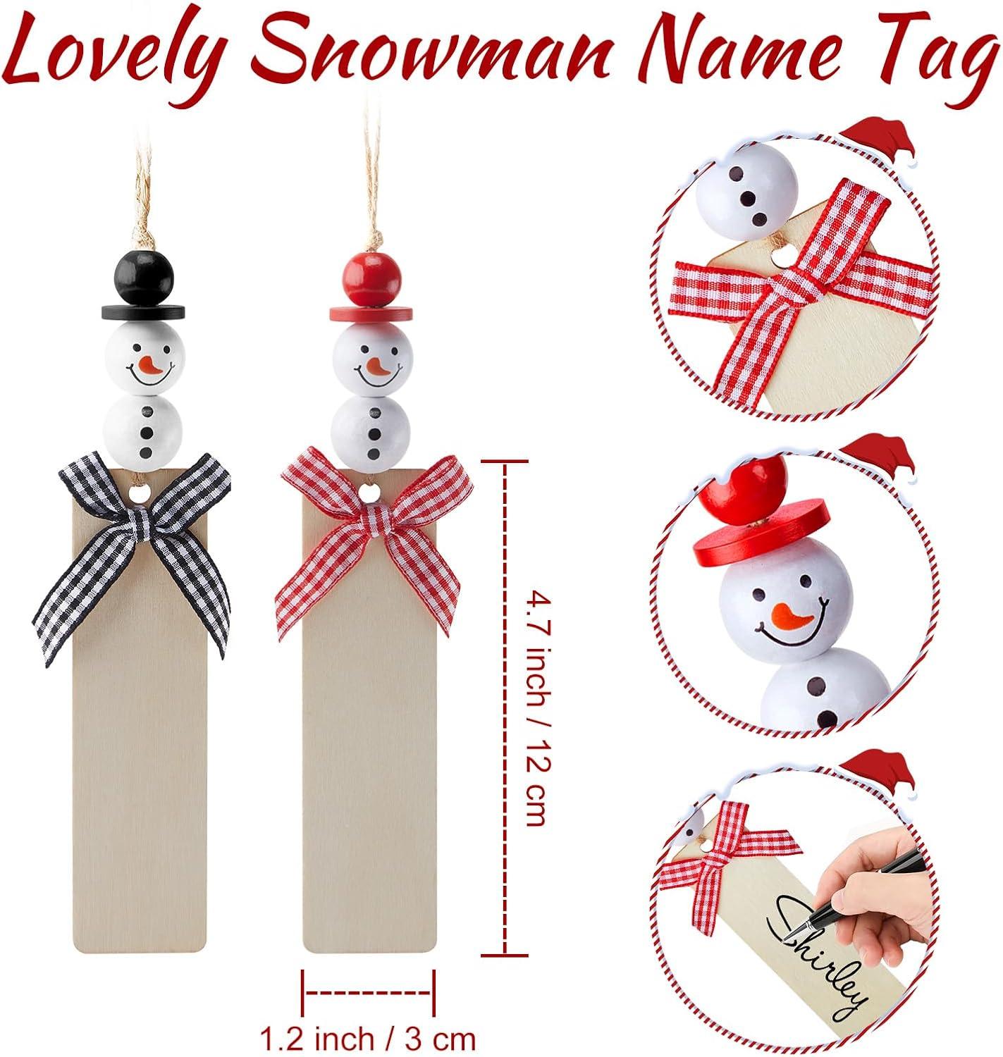 Dalrosia Personalized Christmas Stockings - 18 Inches Hanging Stockings with DIY Snowman Name Tags, 4PCS Large Size Knitted Stockings for Mantels, Christmas Tree Family Holiday Decor